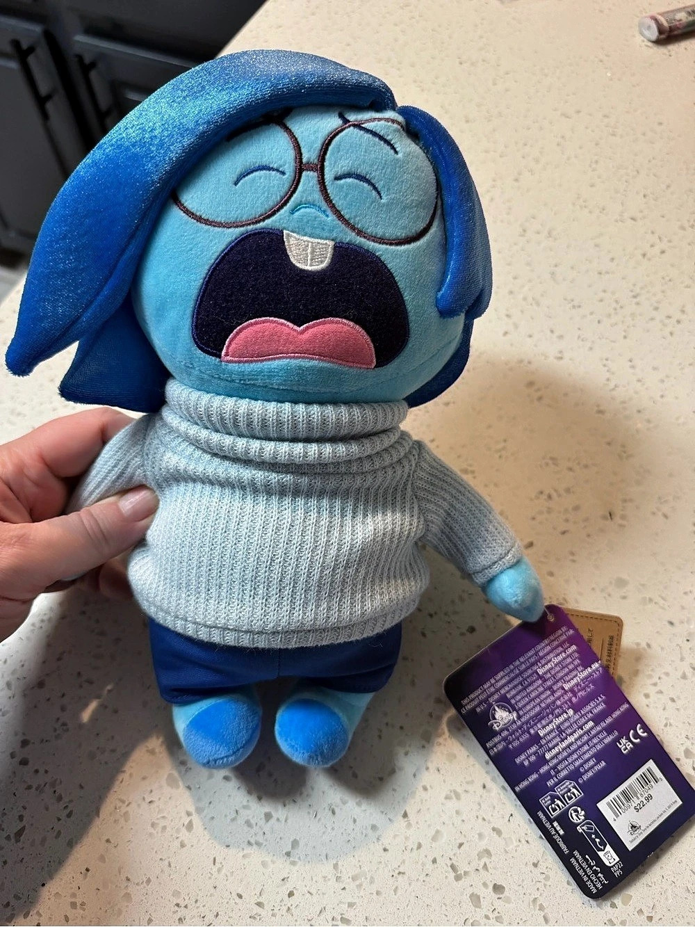 Disney Sadness Plush – Inside Out 2 – Small 11" Blue & Gray